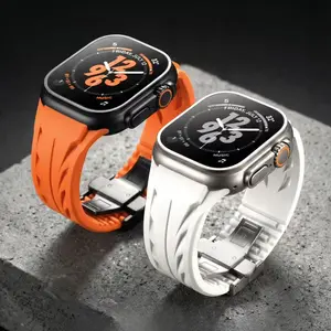 Fluoroelastomer Sport Band Compatible with Apple Watch Ultra 2 / Ultra, Premium Sport Strap for iWatch Series 9 8 7 6 SE, 42mm 44mm 45mm 46mm 49mm, Soft Durable Waterproof Wristband for Outdoor Workout Daily Use