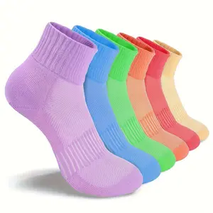 Women’s Colorful Ankle Socks 6-Pack – Soft Breathable Sports & Casual Socks with Anti-Slip Heel, Cushioned Arch Support, Mesh Ventilation, and Reinforced Heel and Toe for Training, Hiking, or Daily Wear