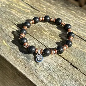 Energy Guardian- Shungite, Copper and 925 Sterling Silver bracelet