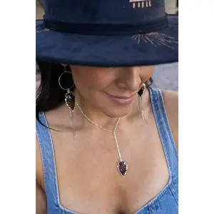 Grounded And Grateful Mahogany Obsidian Silver Lariat Necklace