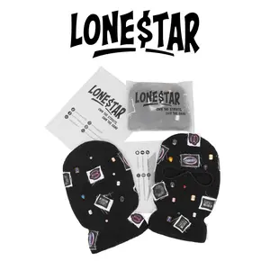 Lone$tar “Gems & Patches” Designer Black Knit Balaclava