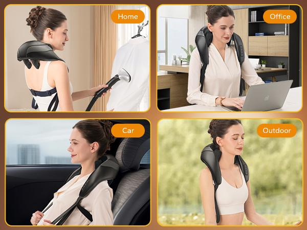 Merach 6D Cordless Shiatsu Neck Shoulder Back Massager with Heat Electric Massager Adjustable Relaxing Gift Comfort Neck Massage Devices Gift Summervibes