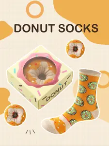 Trendy Donut Socks Unisex Long Crew Winter Warm Soft Comfortable Gift Box Set,Novel food-like design  Perfect for Holidays, Parties, Outdoor Sports