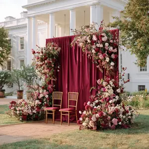 Single pack, burgundy stage backdrop with elastic fabric, 67*119 inches, suitable for romantic wedding ceremony backdrop decoration, holiday party stage curtain, and creating a party atmosphere. Solid color polyester.