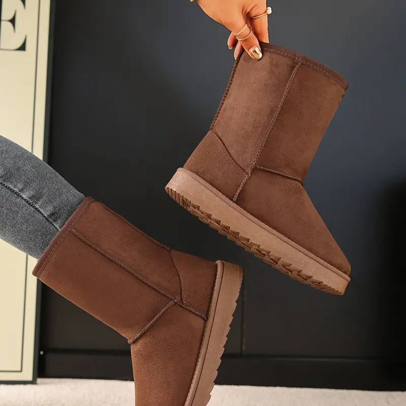 Women's Trendy Snow Boots, Wedge Boot, Mid-Calf High Winter Boots, Casual Warm Boots, Durable Fashion Design, Perfect for Cold Weather Outdoor Activities, Rubber Boots