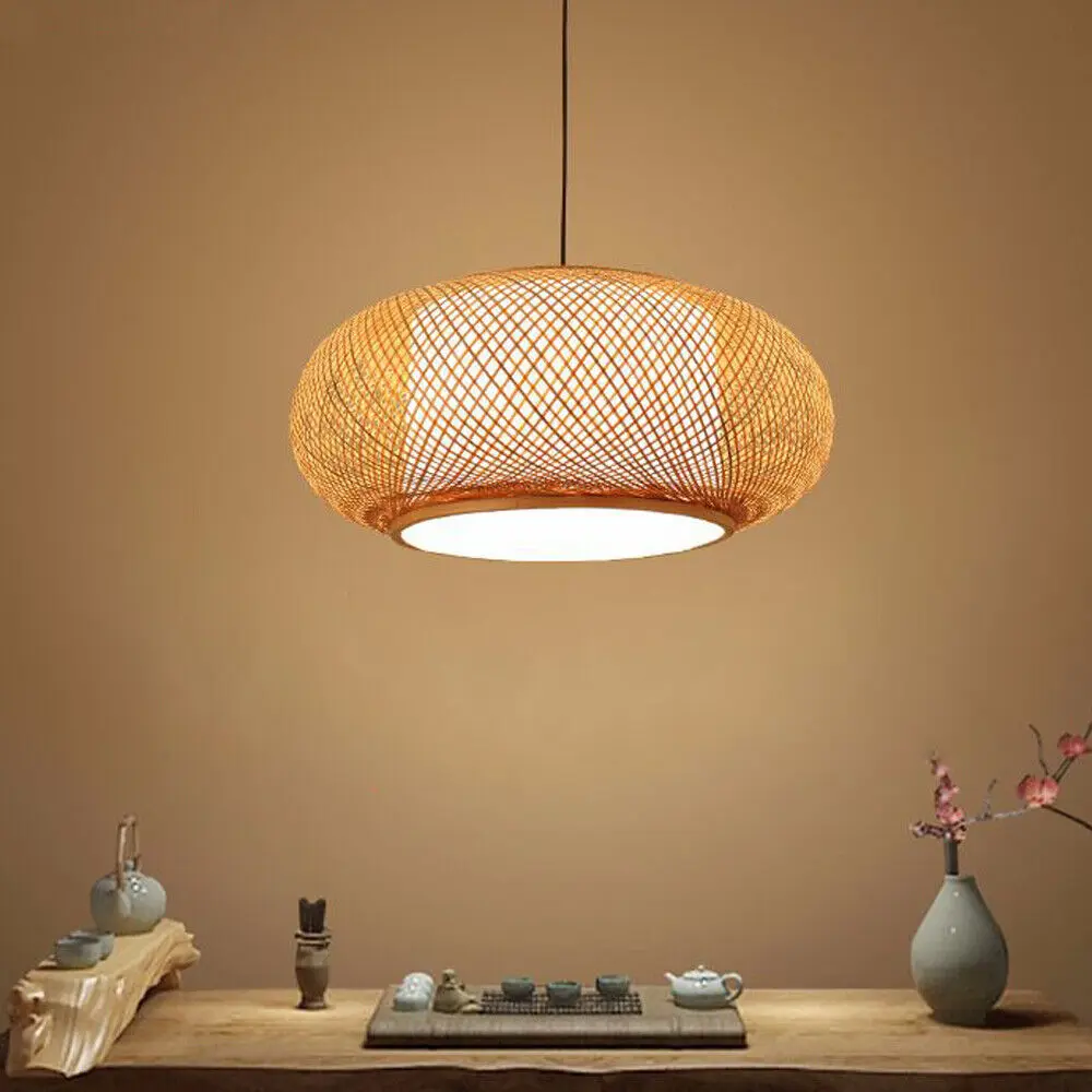Handmade Woven Rattan LED Chandelier - Bamboo Lighting, 38x25x37cm Adjustable Layers Indoor Ceiling Lamp, Food-Grade Rattan Hanging Light for Living Room, Storage-Friendly Kitchen Decorative Fixture
