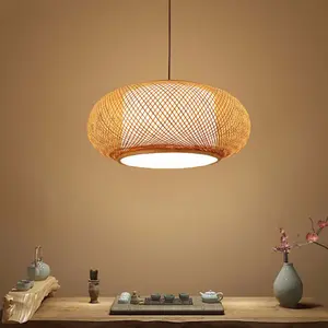 Handmade Rattan Bamboo Chandelier LED Ceiling Lamp Fixture Weaving Home Living Room Decor Hanging Lamps pretty  lights