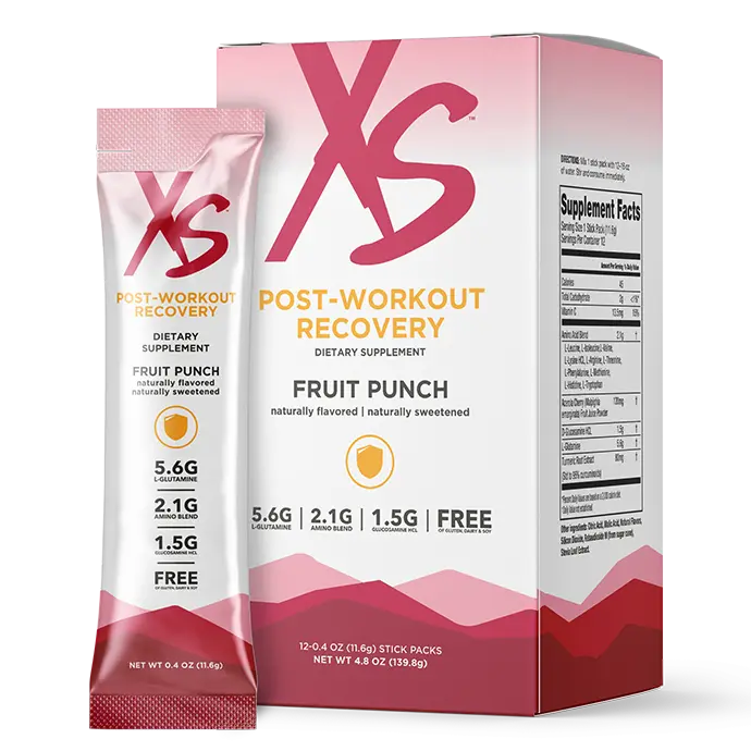 Amway XS Post-Workout Recovery – Fruit Punch | 12 Stick Packs | Recovery Drink Mix