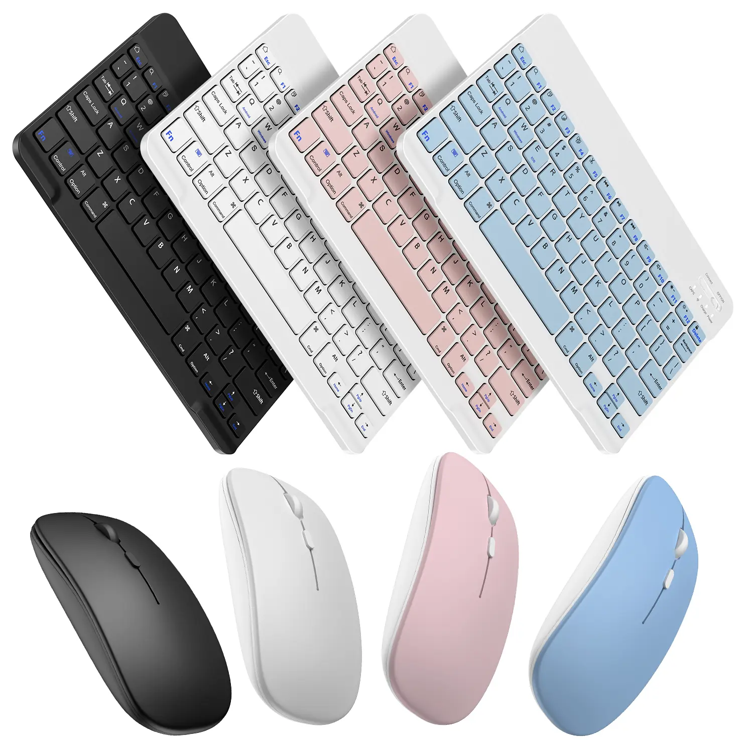 Wireless Keyboard & Mouse Set, Rechargeable Bluetooth Keyboard with Long Battery Life, Ultra Slim Quiet Bluetooth Keyboard with Mouse,Lightweight Slim Combo for Tablet, Phone, Laptop, School, Work, Travel