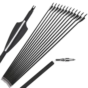 12pcs 500 Spine Mixed Carbon Arrows (2 Black & 1 White) - Sturdy & Durable, Suitable for Recurve & Compound Bows Practice & Competitions, Indoor & Outdoor Archery, Archery Accessories, Adult Archery Set