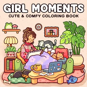 Girl Moments Coloring Book for Adults & Teens, Cozy Relaxation Craft Activity, Warm Space Theme, Perfect Gift for Solo Leisure, Art Sketchbooks