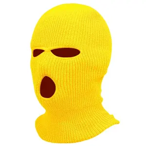 1pc Winter Warm Head Cover,  Embroidered Letter Knit Balaclava,3-hole Knitting Ski Mask Cold Proof Riding Full Face Mask