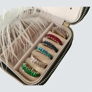Adjustable Colorful Baguette Band Ring by Rosabianco - Waterproof, Tarnish-Free, Hypoallergenic, Handmade