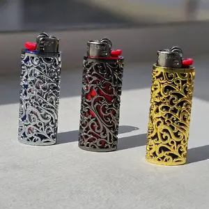 Metal Finish Lighter Case - Available in Gold, Black & Silver with Unique Design and Durable Construction