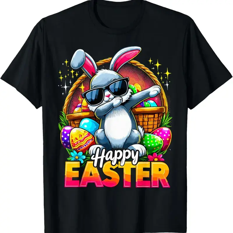 100% Cotton Fun Dabbing Bunny Happy Easter Adult T-Shirt A312