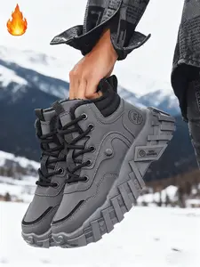 Men's Safety Outdoor Work Shoes, Fleece Lined Warm, Comfortable Anti-Slip, Ideal for Outdoor Activities, Daily Wear, Walking Shoes