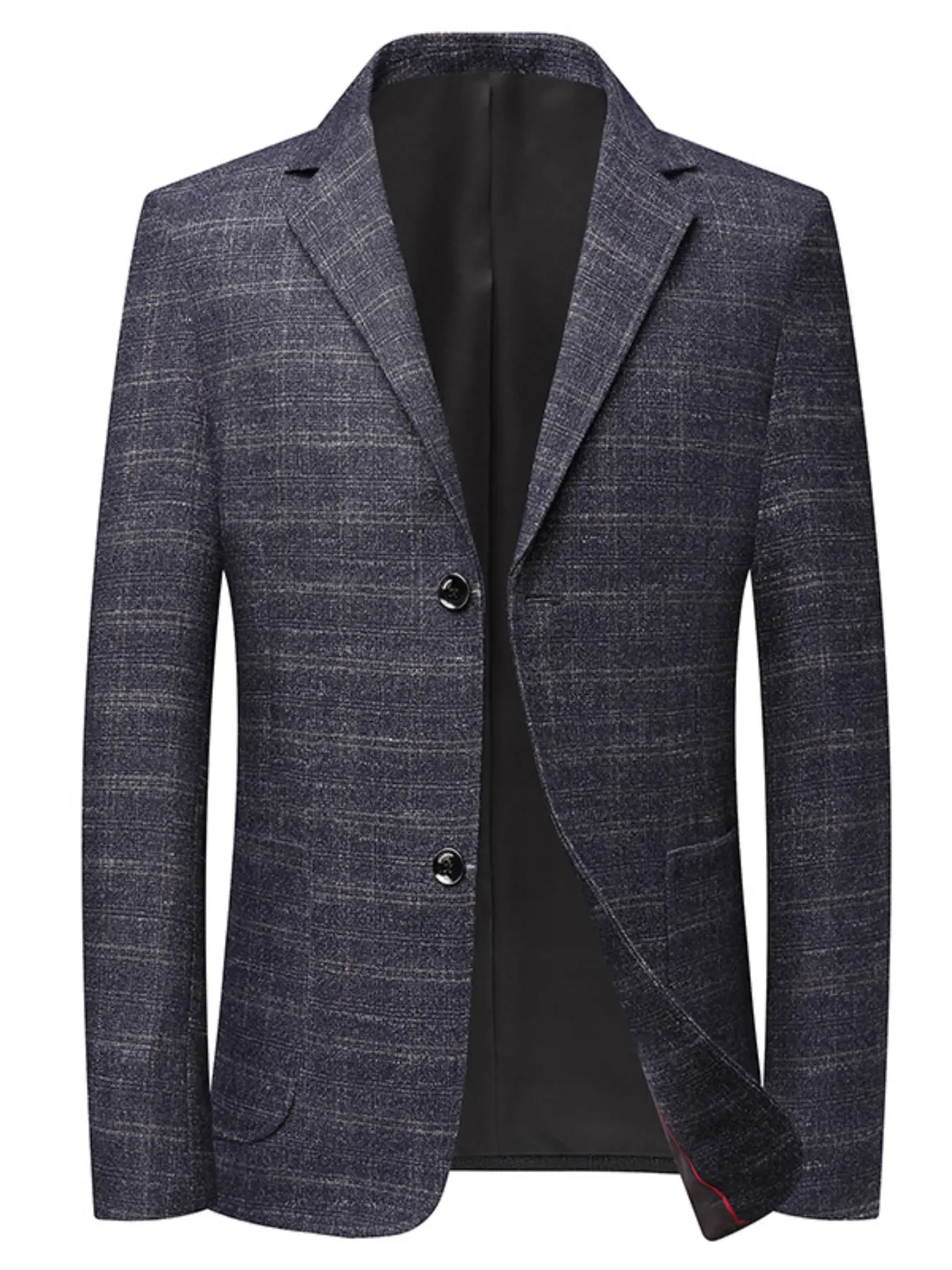 Men's Casual Gingham Plaid Checked Fitted Long Sleeve Blazer Thin Middle-Aged Single Wester Top, Iron-Free Dad Suit Jacket, Stylish Business Wear for Daily Use