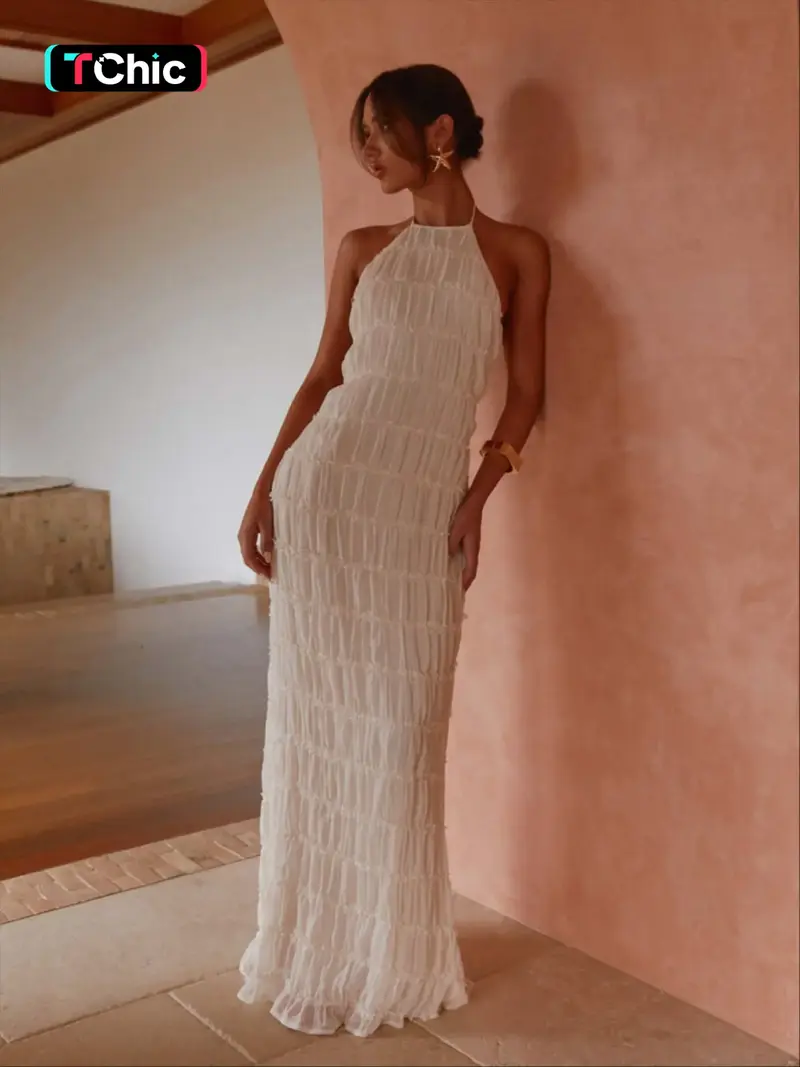 halter neck white dress plt - TikTok Shop halter neck white dress plt - TikTok Shop