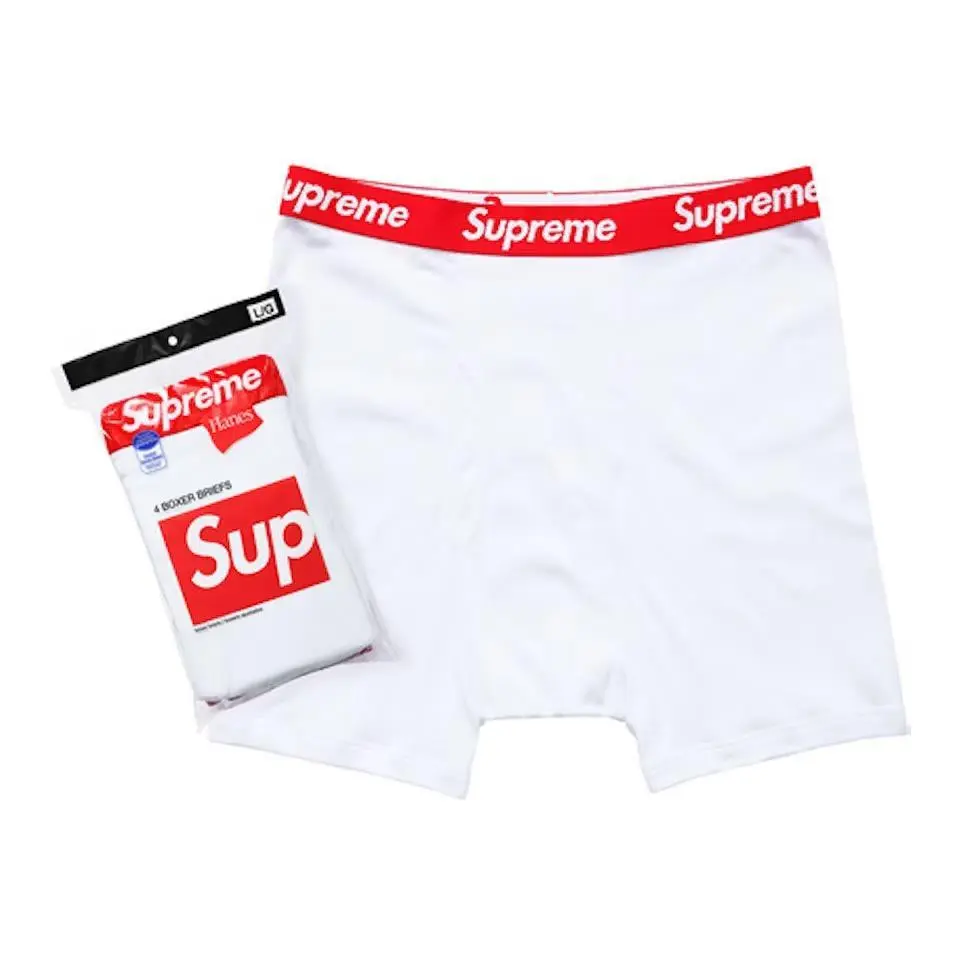 Supreme Hanes Boxer Briefs (4 Pack) White New