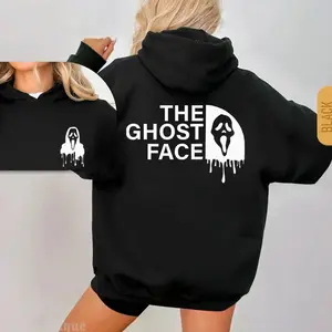 <scream>Movie Ghost Face Pattern Sweater, Halloween Ghost Face Pattern Hoodie on Both Sides, Iconic Horror Movie Mask Design, Halloween Casual Sweatshirt Hooded Suits Gift for Best Friends, Husband, Wife</scream>