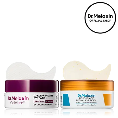 [Dr.Melaxin Official] Under Eye Patch Duo, 2-Piece | Calcium Volume Eye Patch + TX-Kojic Acid Retinal Eye Patch | Eye Patches for Puffy Eyes, Dark Circles & Fine Lines | Korean Skincare