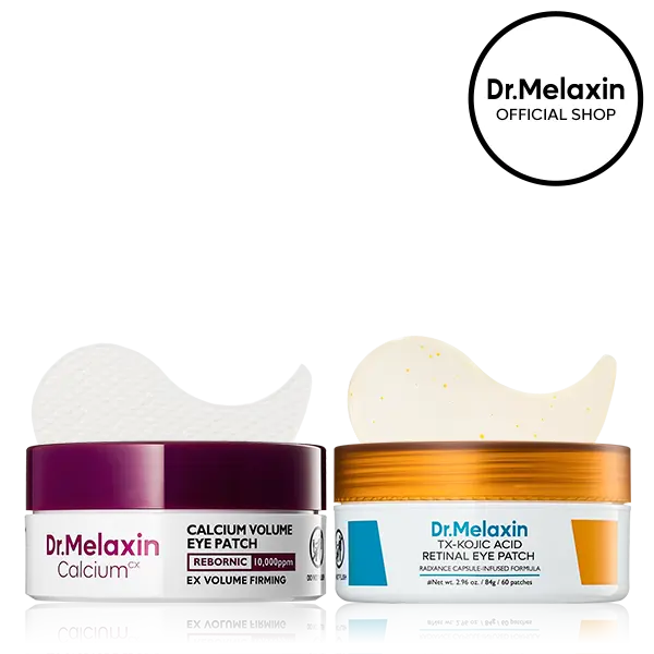 [Dr.Melaxin Official] Under Eye Patch Duo, 2-Piece | Calcium Volume Eye Patch + TX-Kojic Acid Retinal Eye Patch | Eye Patches for Puffy Eyes, Dark Circles & Fine Lines | Korean Skincare