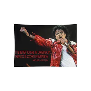 Michael Jackson Quote Wall Tapestry Red Jacket Performance Art Decor For Living Room Bedroom Home Decoration.Poster Quote Classroom Décor MJ King of Pop Quotes Teachers Posters Memorabilia Growth Mindset Decorations Learning