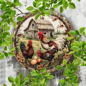 Rustic Chicken Eggs Flowers Aluminum Sign 8x8 Inch Vintage Farmhouse Indoor Outdoor Farmhouse Decoration