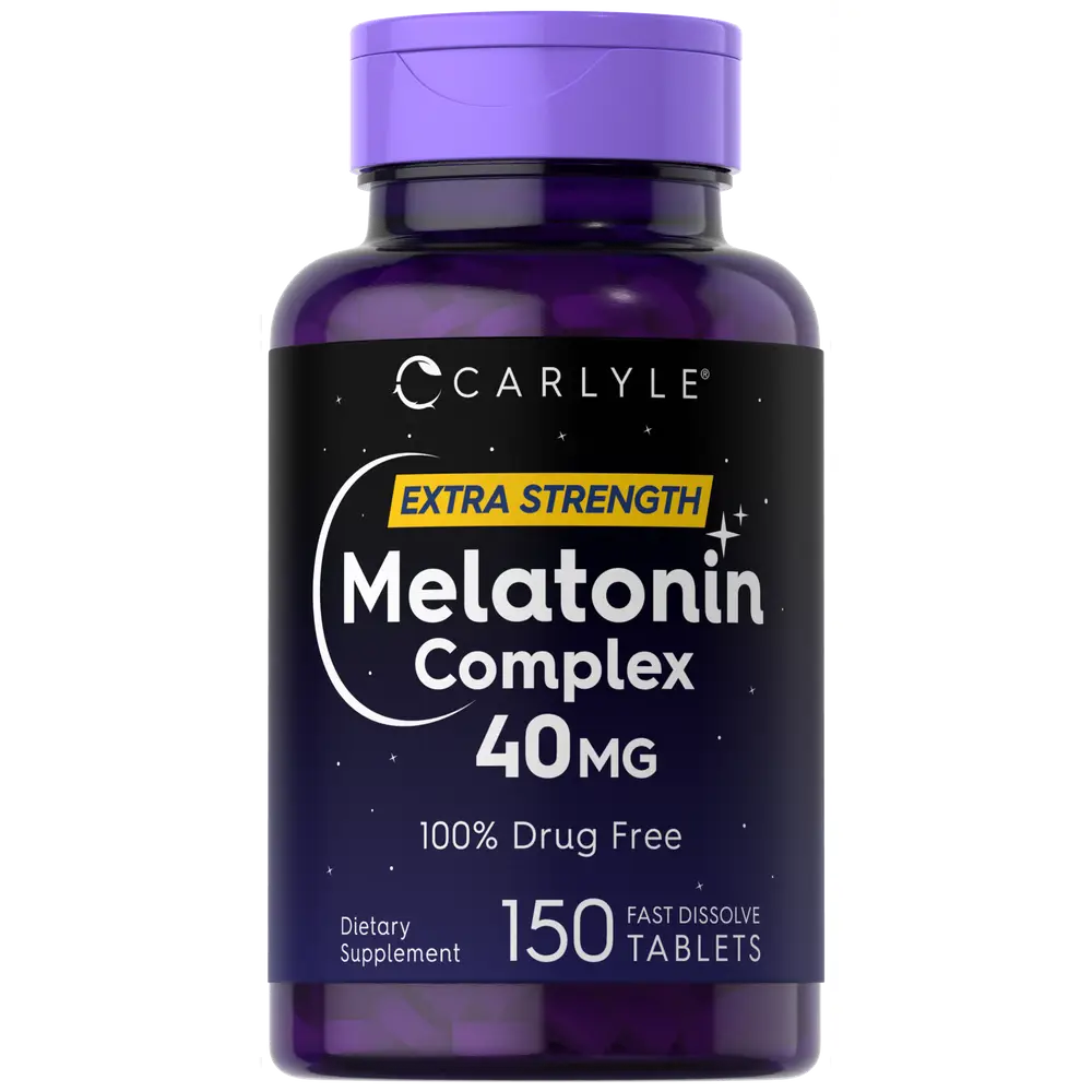 Carlyle Melatonin 40mg Complex | 150 Fast Dissolve Tablets | Extra Strength Support | with Ashwagandha and Chamomile | Vegetarian, Non-GMO, Gluten Fre
