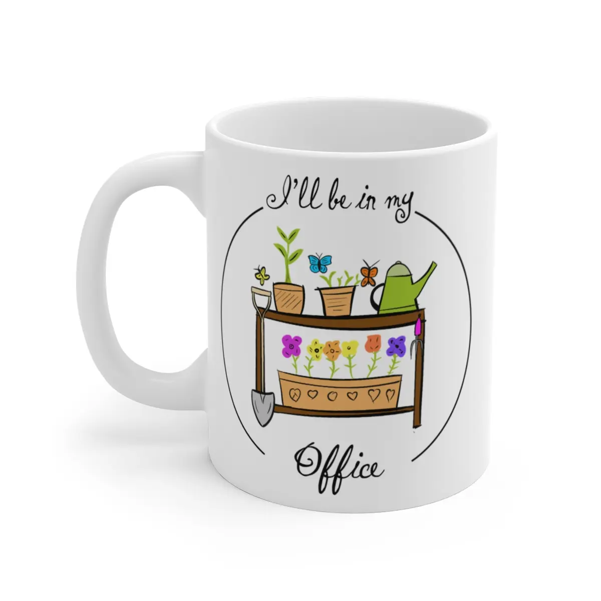 Funny Gardener Mug - Washable Ceramic Reusable Tea Mug with Plant Illustration, Ideal for Office Decor and Plant Lovers - Drinkware