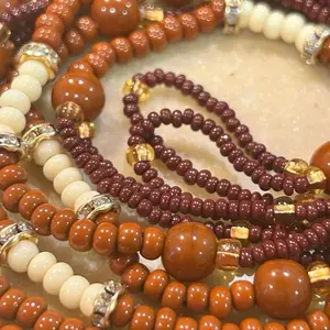 Brown Skin Girl - uGlow Skincare & Waistbeads - Glass Seed Beads Cotton Poly Thread Handmade Tie On for Everyday Wear Affirmation Practices Waist Training Feminine Energy Alignment