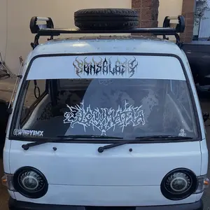 Senseless Metal Logo White Vinyl Sun Strip Car Windshield Banner