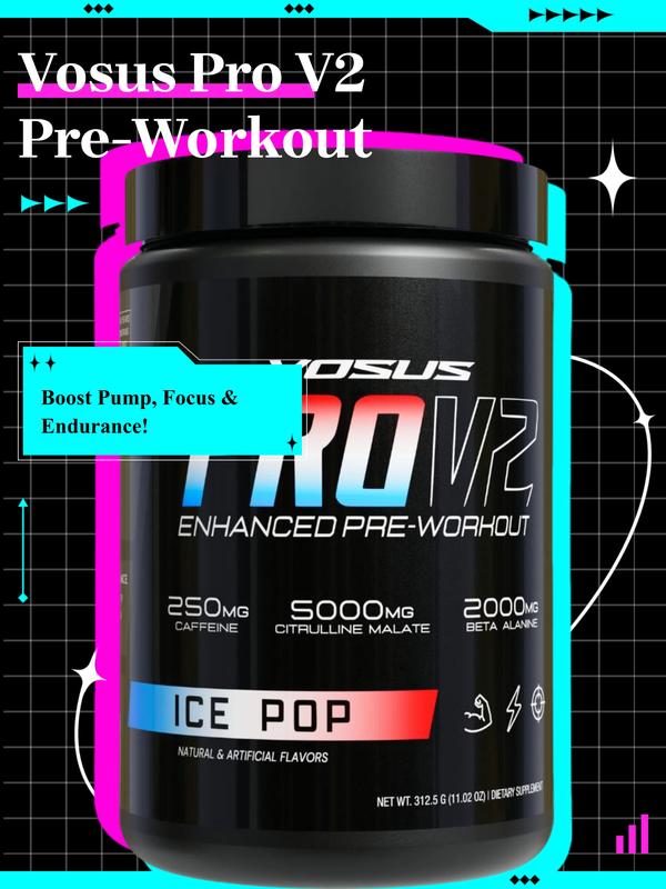 VOSUS PRO-V2 Enhanced Daily-Driver Pre-Workout Ice Pop Flavor for Smooth Energy Focus and Endurance Support with Citrulline Malate and Beta-Alanine - Healthcare
