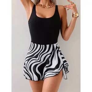 Women Summer High Waisted Skirt Swimsuit with Built in Shorts for Beach Vacation Pool Party Swimwear Trendy Modest Cover Up Bikini Set
