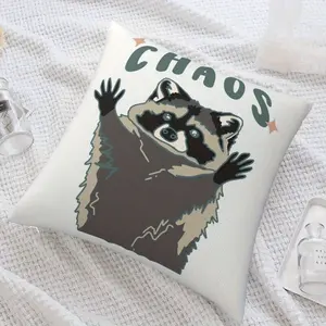 1pc Funny Raccoon "CHAOS" Pillowcase - Dual-Sided Print with Zipper Closure, Soft Polyester Cushion Case for Home Decor, Birthday or Housewarming Gifts - Available in 14x14, 16x16, 18x18, 20x20 Inches - No Insert Needed, Gift Item, Whimsical Decor, Machin