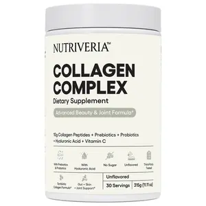 Nutriveria Collagen Complex Powder – 10g Collagen Peptides with Hyaluronic Acid, Vitamin C, Prebiotics & Probiotic Ingredients – Skin, Hair, Nail & Joint Support – 30 Servings