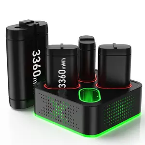 Xbox Controller Battery Charger Kit, 4 Slot Base, 3360mah High Capacity, 20 Hours Runtime, Fast Charge, 2000+ Cycles, LED Indicator, Safety Features