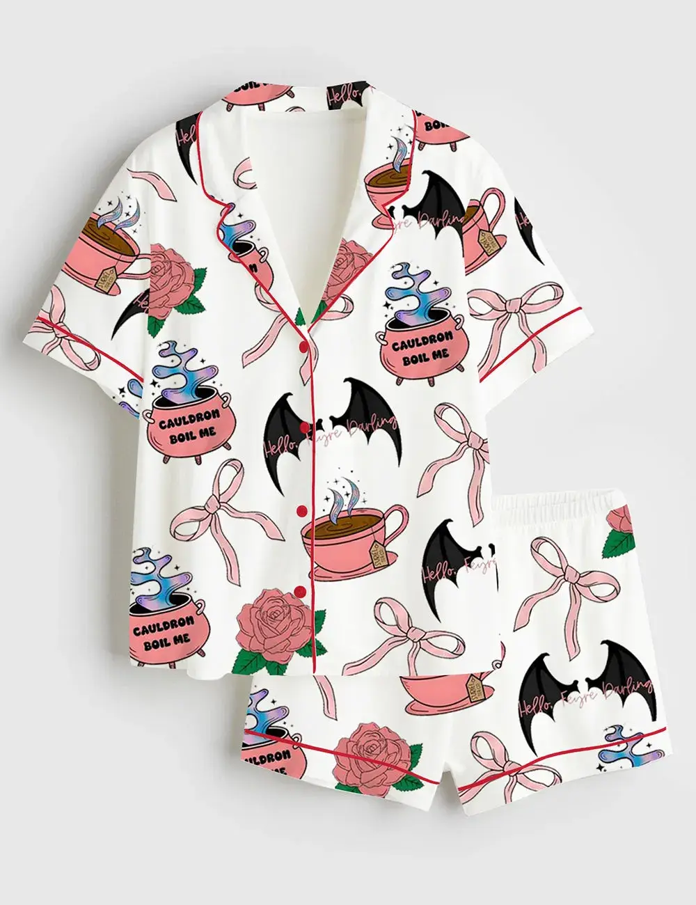 Coquette Acotar Long and Short Sleeve Pajama Set, Sleepwear for Women, Pajama for Girls
