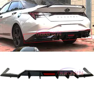 FITS 2021-2026 HYUNDAI ELANTRA GLOSSY BLACK SHARK FIN REAR DIFFUSER W/ LED BRAKE LIGHT & SIDE SPLITTERS