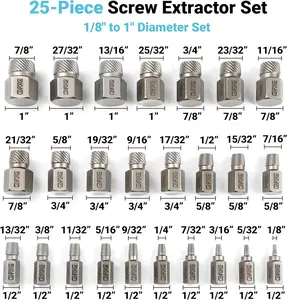 Upgraded screw/bolt extractor set, with hexagonal head and multi-tooth design, multiple splines, made of chrome molybdenum alloy steel, for removing damaged, seized, or rusted universal impact bolts and stripped wheel nuts.tools,drill,ss bolts Screwdriver