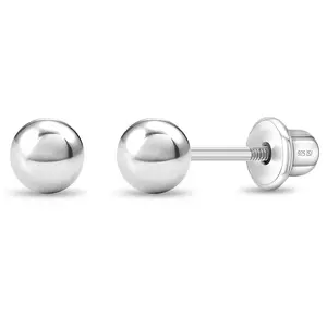 Classic Polished Ball 3-4mm Baby / Toddler / Kids Earrings Screw Back - Sterling Silver