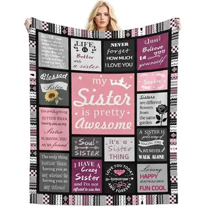 Sister Birthday Gifts Blanket from Sis– 310GSM Lightweight Plush Fuzzy Cozy Soft Warm Flannel Throw for Sister Women Adults, Thoughtful Present for Birthday , 50"x60"