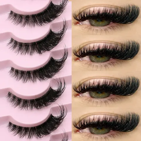 Cat Eye, Natural Long Clear-Band Winged Soft Fluffy Lashes for Women and Girls, High Quality Eyelashes for Eye Makeup and Eyelash Extension, Cosmetic, Fake Eyelash