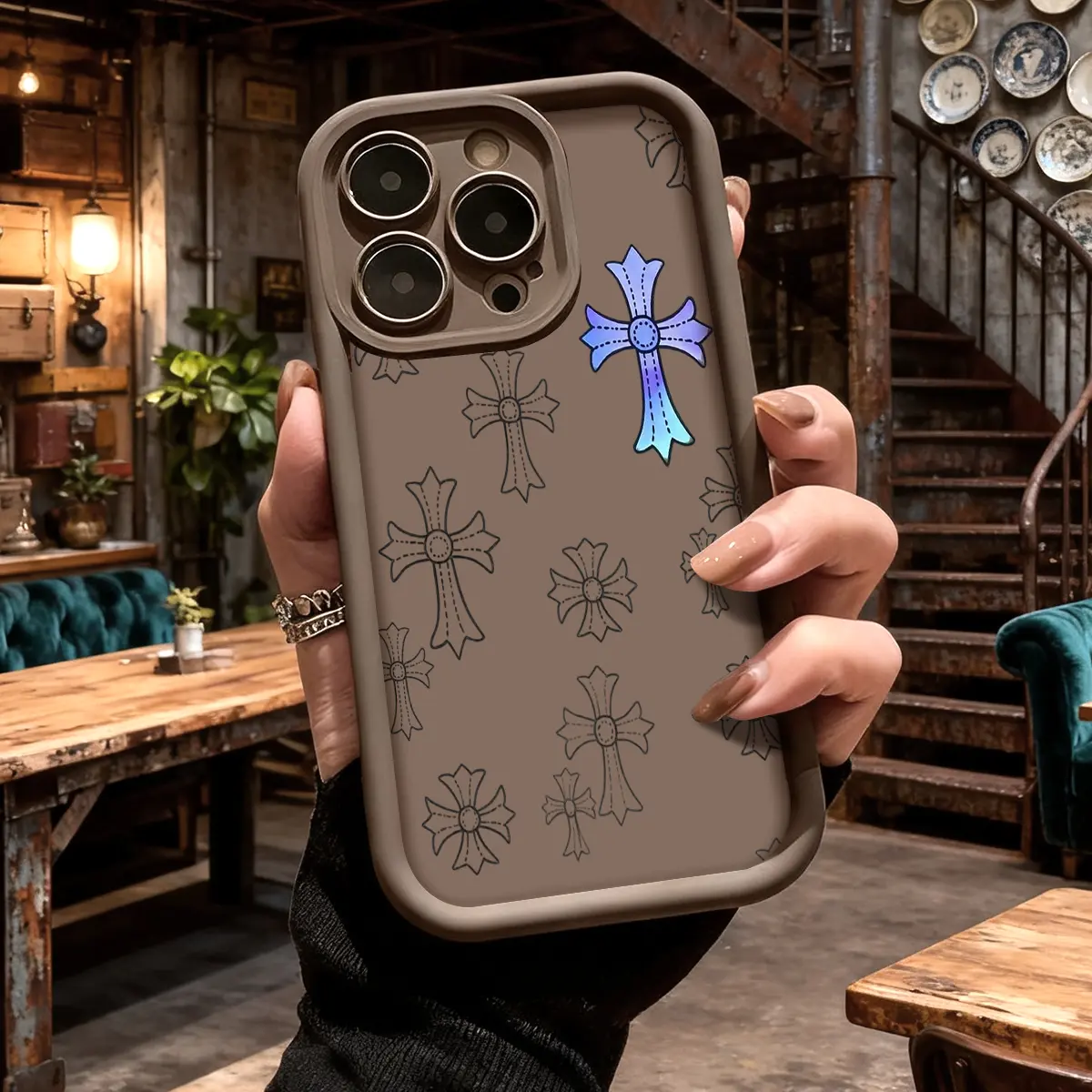 Cool Cross Aesthetic Pattern Case for iPhone 17 16 15 14 Pro Max 13 12 11 XR XS Plus Air Slim Lightweight Shockproof Anti Drop Protective TPU Cover,junk,promax