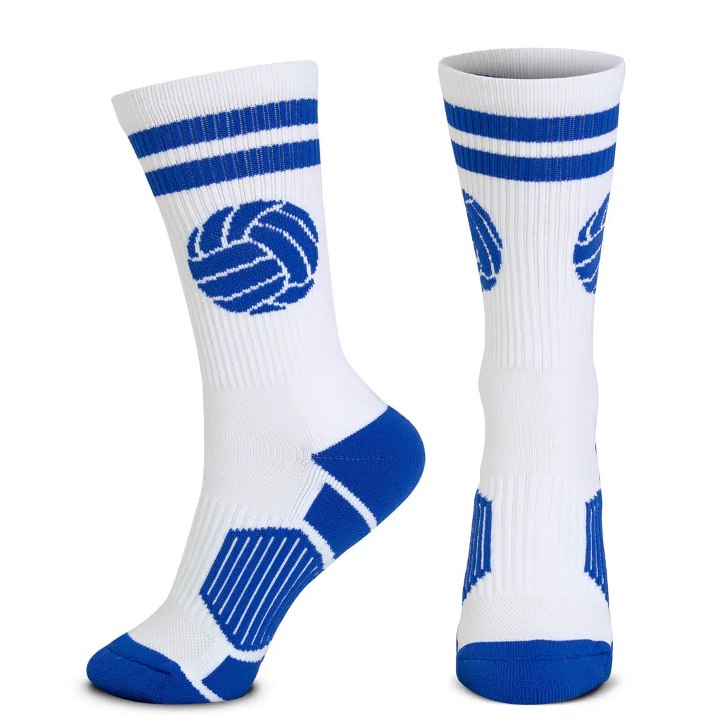 Moisture Wicking Sports Athletic Volleyball Socks, Woven Mid-Calf Crew with Arch Support and Ball Design, Volleyball Gear for Players, Moisture Wicking Socks, Sports Athletic Socks