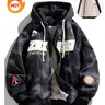 Men's Autumn Winter Jacket Thickened Warm Hooded Sportswear Coat, Fitted Woven Fabric, No Print, Suitable for Ages 45-54, Adult Clothing, Casual Athletic Jacket, Athletic Outerwear, Jacket Sporty Style