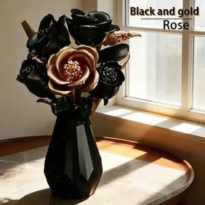 Rose Brick Flower Toy Set Model Decoration, Gothic Aesthetic Valentine's Day Gift, DIY Desktop Ornament, Decorative Piece, DIY Assembly, Artificial Eternal Flowers, Glitter Roses Bouquet