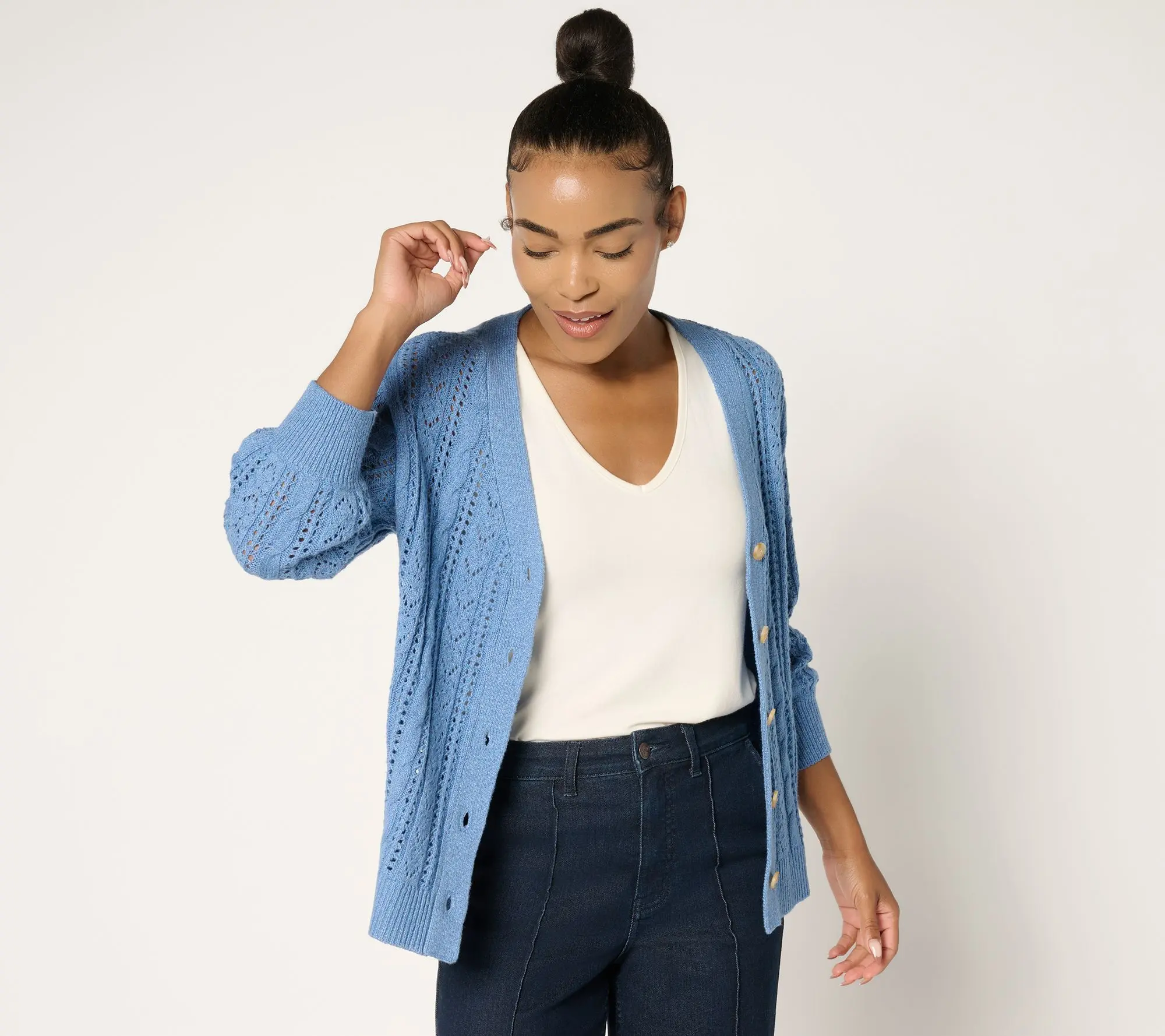 Ree by Pioneeer Woman Pointelle Sweater Cardigan
