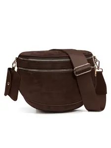 Trendy Suedette Crossbody Bag, Spacious Bum Bags for Women, Large Imitation Suede Shoulder Fanny Packs, Casual Sling Purse with Adjustable Strap and Coin Wallet, Ladies' Saddle Handbags for Daily Outdoor, Casual Commuter Bag