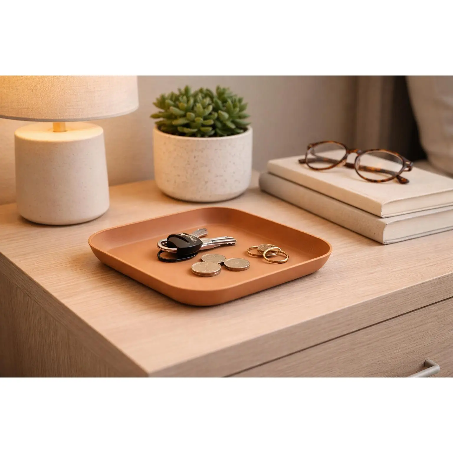 3D Printed Square Catchall Tray – Minimalist Organizer for Keys, Coins, and Small Items